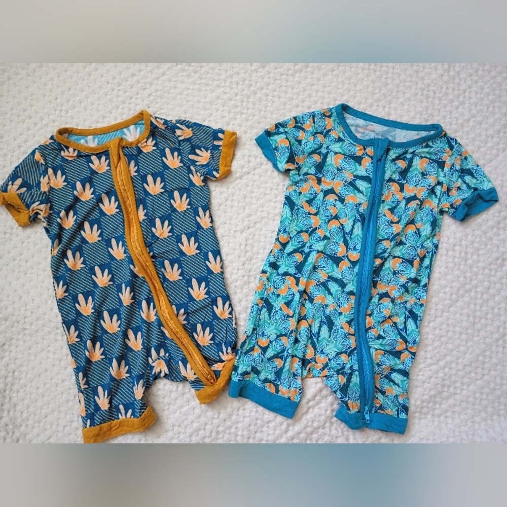 Kids One-Piece Swimsuit in Teal and Mustard - 2-Pack